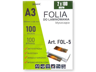 FOLIA LAMINACYJNA FOL-5 2x100mic A3/100 303mmx426mm B�YSZCZ�CA