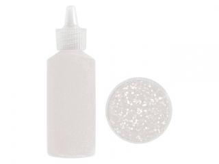 Zestaw klej z brokatem 22g + brokat 1mm 2, 5g w słoiczku biały