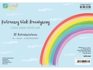 KOLOROWY BLOK KREATYWNY 180G - 10 KOLORW, A4, 20 ARK. [opakowanie=3szt]