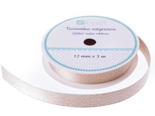 TASIEMKA SATYNOWA Z BROKATEM, KREMOWA, 3 M [opakowanie=3szt]
