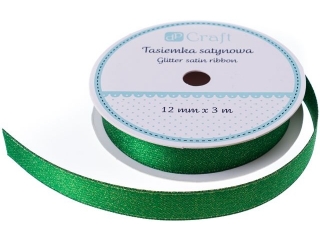 TASIEMKA SATYNOWA Z BROKATEM, ZIELONA, 3 M [opakowanie=3szt]
