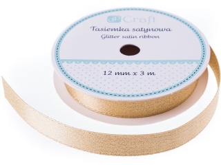 TASIEMKA SATYNOWA Z BROKATEM, ZOTA, 3 M [opakowanie=3szt]