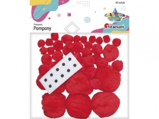 Pompony akrylowe mix rozmiarów 45szt. czerwone TITWAL
