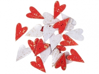 DREWNIANE GUZIKI SERCA 2 X 3, 2 CM, 24 SZT. CZERWONExBIAE ZOCONE [opakowanie=3szt]