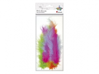 Pirka dekoracyjne puch 11, 8-15cm 25szt. jaskrawe: te, pomaraczowe, niebieskie, rowe TITWLK
