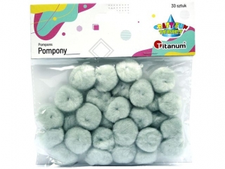 Pompony akrylowe 25mm szare 30szt. TITWLK