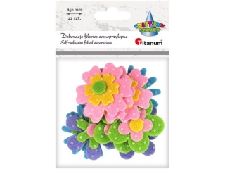 Naklejki filcowe 3D kwiaty O50mm 4 wzory mix kolorów 12szt. TITWLK