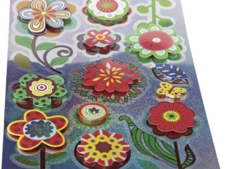 Naklejki foliowo-papierowe 3D kwiaty mix rozmiarw ty hologram 14szt. TITWLK