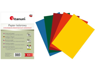 Papier kolorowy do kserokopiarek, drukarek laserowych i atramentowych A4 80g 5 kolorów intensywnych 100 arkuszy
