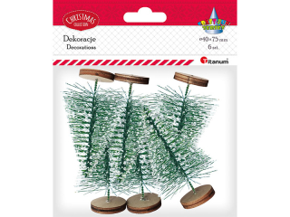 Drzewka miniaturowe plastikowe Choinki 6szt. zielone wysoko 75cm, szeroko u dou korony: 45mm