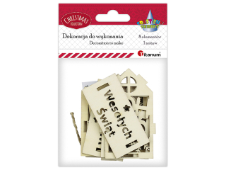Zawieszka drewniana 3D domek aurowy 69x56x85mm z napisem ?Wesoych wit? + sznurek jutowy 1 zestaw 8 elementowy do zoenia sklejka 2, 5mm
