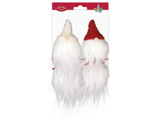 Zawieszki głowy skrzata 40x150 czerwone, białe 4szt.