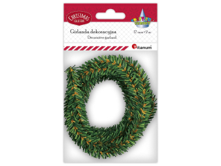 Dekoracja plastikowa girlanda wierkowa O17mm na drucie 2m zielona