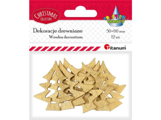 Drewniane choinki 50x60mm zote 12szt.