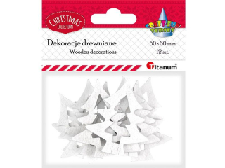 Drewniane choinki 50x60mm białe 12szt.