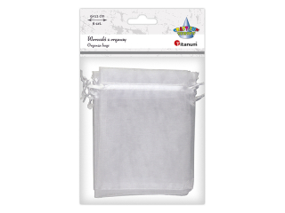 Woreczki z organzy - sakiewki 9x13cm białe 6szt. wysokość do ściągacza 9, 5cm