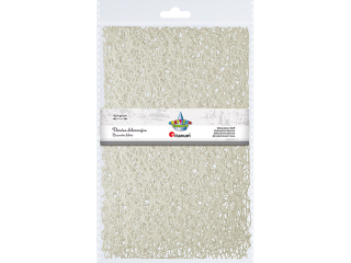 Tkanina dekoracyjna siatka koronkowa 60x50cm kremowa