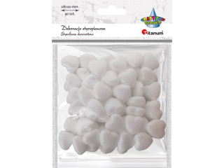 Styropianowe serca 19x19mm grubość 10mm brokatowe białe 50szt.