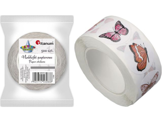 Naklejki papierowe na tamie 7 wzorw motyle O25mm 500szt. szeroko tamy 28mm