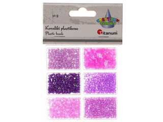 Koraliki plastikowe mix 6 rozmiarw 32g tonacja fioletowa