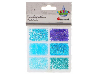Koraliki plastikowe mix 6 rozmiarw 32g tonacja niebieska