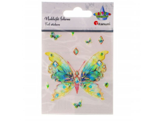 Naklejki foliowe motyl 75x89mm + mix rozmiarw tonacja zielona 9szt.