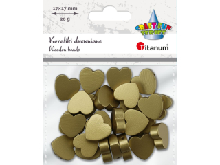 Koraliki drewniane serca paskie 17x17mm zote 20g grubo 6mm