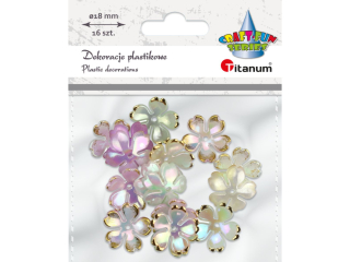 Koraliki plastikowe kwiatki O18mm Odziurki 2mm mix pastelowy per�owy z�ote wyko�czenia 16szt.