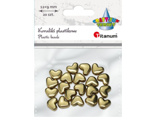 Koraliki plastikowe lustrzane serca paskie 12x9mm dziurka O3, 5mm zote 20szt.