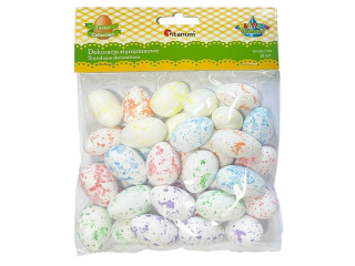 Dekoracje styropianowe jajka 20x30mm mix 6 kolor�w 36szt. kolory: ��te, pomara�czowe, zielone, niebieskie, r�owe, fioletowe TITWLK26