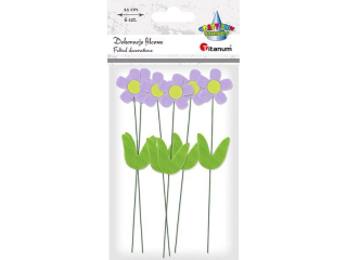 Dekoracje filcowe kwiaty 3D na druciku wysoko�� 110mm fioletowe 6szt. TITWLK26