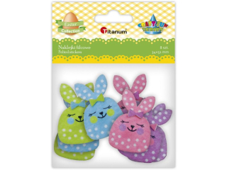 Dekoracje samoprzylepne filcowe 3D zaj�czki 35x52mm 4 wzory 8szt. b��kitne, r�owe, fioletowe, limonkowe TITWLK26