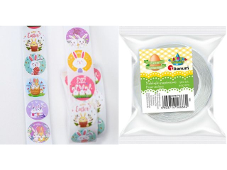 Naklejki papierowe na ta�mie 8 wzor�w Wielkanoc O25mm 500szt. TITWLK26