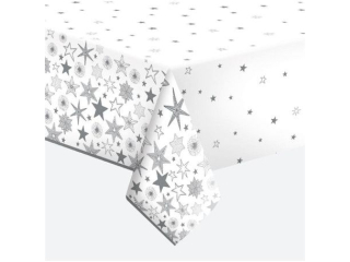 Obrus papierowy POL-MAK 120x180cm - Silver Stars [opakowanie=12szt]