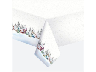 Obrus papierowy POL-MAK 120x180cm - Snowy Village Scene [opakowanie=12szt]