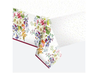 Obrus papierowy POL-MAK 120x180cm - Delicate Flowers with Mini Dots [opakowanie=12szt]