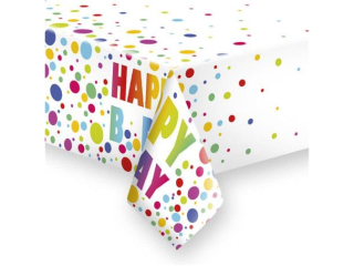 Obrus papierowy POL-MAK 120x180cm - Happy BDay Dots [opakowanie=12szt]