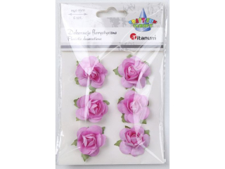 Papierowe r�e na druciku O40mm r�owe 6szt. TITWLK26