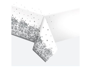 Obrus papierowy POL-MAK 120x180cm - Ornament Silver [opakowanie=12szt]