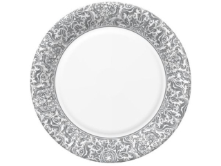 Talerzyki papierowe POL-MAK Daisy 18cm 8szt. Ornament Frame Silver [opakowanie=12szt]