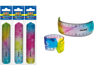 Linijka elastyczna 15cm z uchwytem t�czowa mix 3 kolor�w
