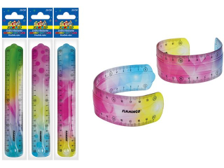 Linijka elastyczna 20cm z uchwytem t�czowa mix 3 kolor�w