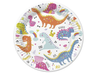 Talerzyki papierowe POL-MAK Daisy 18cm 8szt. Funny Dinosaurs [opakowanie=12szt]