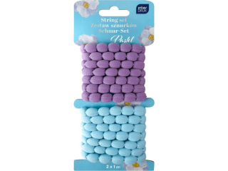 Zestaw sznurków ozdob.2x1m Pastel