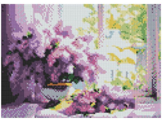 MOZAIKA DIAMENTOWA 30x40 cm, POZIOMA, WZ�R: BUKIET LILIAK�W FLAMINGO LINE