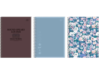 Ko�ozeszyt A4 100# z podw�jn� zamykan� spiral�, kolorowe registry, Soft Touch z lakierem UV wybi�rczym [opakowanie=5szt]