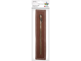 Zamek b�yskawiczny do torebki 27x5, 5cm kawowy, z�oty suwak d�ugo�� suwaka 21, 4cm, otwory na sznurek: 3x3mm