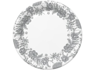 Talerzyki papierowe POL-MAK Maki 18cm 8szt. Floral Illustration Silver [opakowanie=12szt]