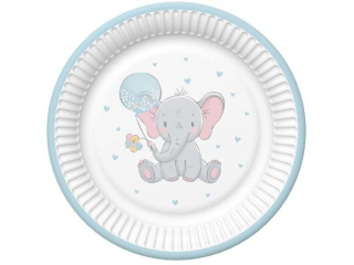 Talerzyki papierowe POL-MAK Maki 18cm 8szt. Baby Elephant with Blue Balloon [opakowanie=12szt]