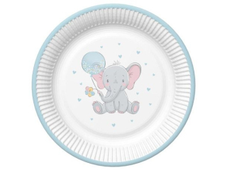 Talerzyki papierowe POL-MAK Maki 22, 7cm 8szt. Baby Elephant with Blue Balloon [opakowanie=12szt]